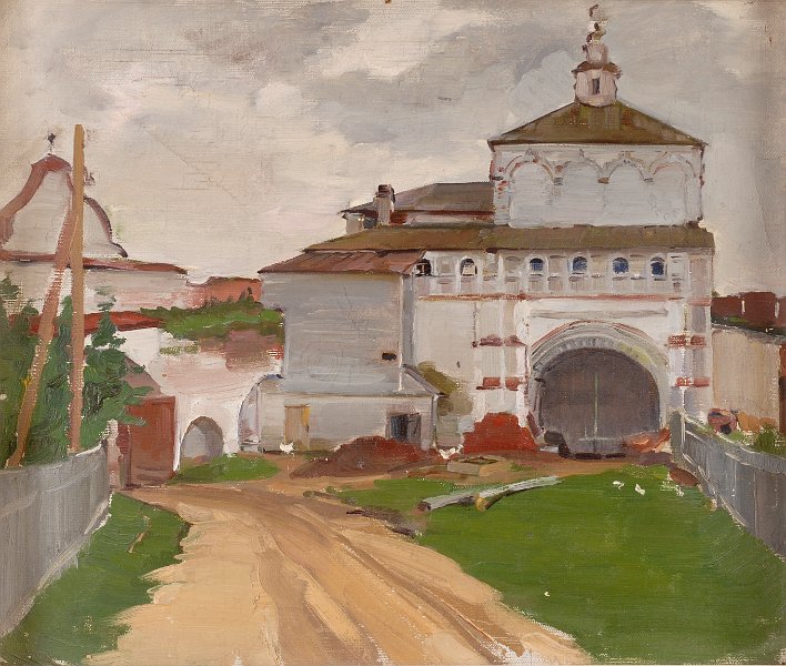 Pereslavl Gouitzky cloister gate 1960 oil on canvas 49x58.9